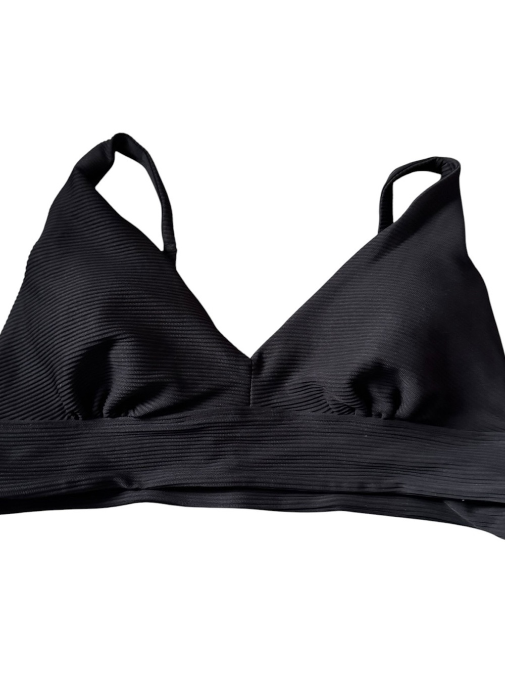 George NWT Black Ribbed Long Line Triangle Bikini Top XL Beach